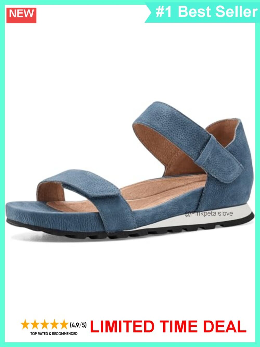 Leather Platform Wedge Sandals Open Round Toe